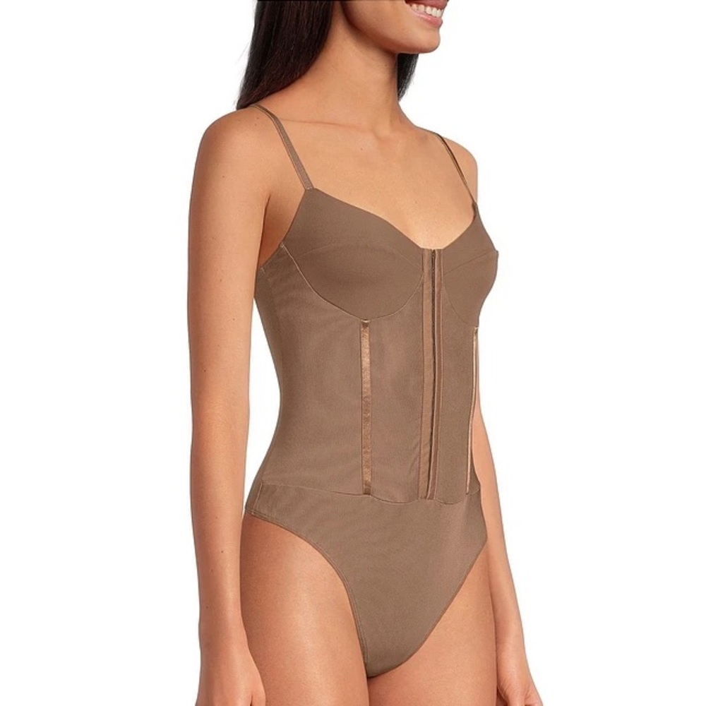 NWT Free People Night Rhythm Bodysuit in tan. Size Large - Picture 2 of 5